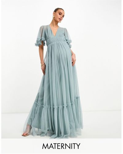 Beauut Maternity – bridesmaid – maxi-brautjungfernkleid aus tüll - Blau