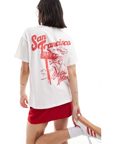 Bershka 'san Francisco' Oversized T-shirt - Red