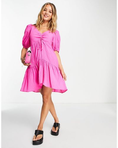 TOPSHOP Ruched Front Mini Dress - Pink
