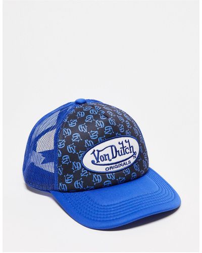 Von Dutch – tampa – trucker-kappe mit monogramm-muster - Blau