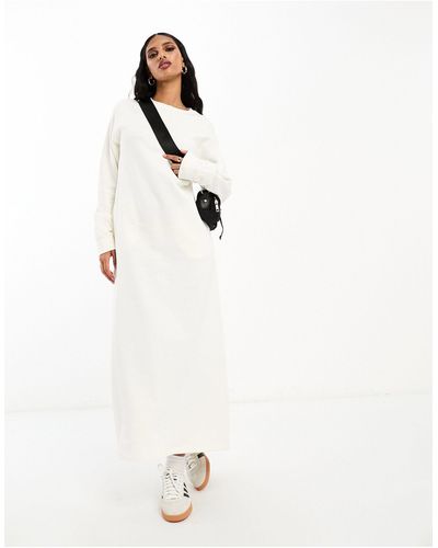 ASOS Midi Sweat Dress With Pockets - White