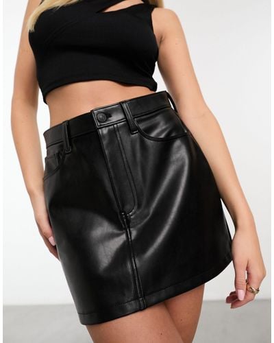 Abercrombie & Fitch 5 Pocket Faux Leather Mini Skirt - Black
