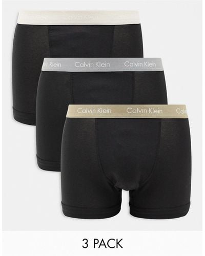 Calvin Klein Asos Exclusive 3-pack Of Trunks With Contrast Waistbands - Black