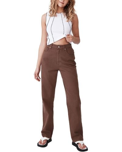 Cotton On Long Straight Leg Jeans - Brown