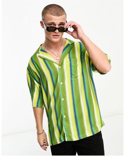 ASOS Oversized Bowling Shirt Met Reverskraag En Lange Pasvorm - Groen