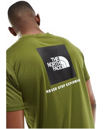 The North Face Training reaxion redbox - t-shirt oliva con stampa sul retro - Verde