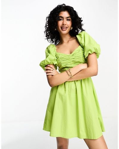 River Island Mini Dress With Ruched Bodice - Green