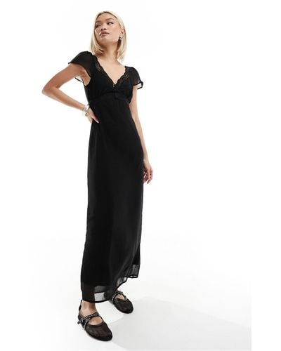 Reclaimed (vintage) Lace Trim Midi Dress - Black