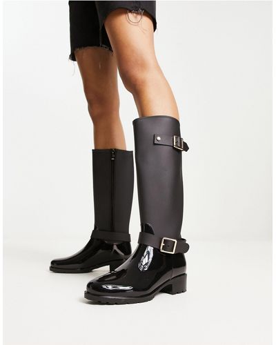 ASOS Ginny - stivali da pioggia stile equitazione neri - Bianco