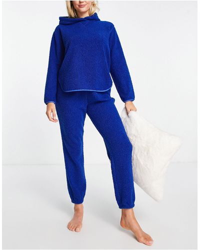 ASOS Lounge Borg Hoodie & jogger Set - Blue