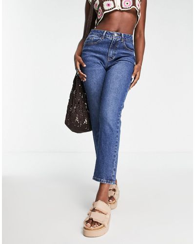 Vila Smalle Cropped Jeans Met Hoge Taille - Blauw