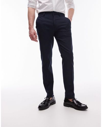 TOPMAN Skinny Textured Suit Pants - Blue