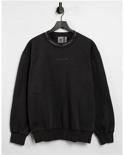 adidas Originals Overdye Premium Rib Sweatshirt With Embroidered Logo - Black