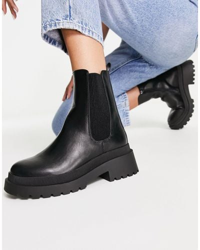 New Look – flache, robuste ankle-boots im chelsea-stil - Blau