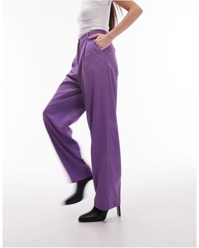 TOPSHOP Co-ord Button Fly Slouch Peg-leg Trouser - Purple