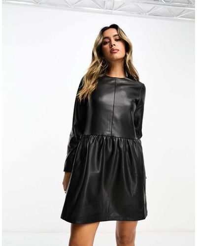Never Fully Dressed Pu Smock Mini Dress - Black
