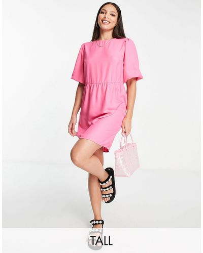Pieces Exclusive Mini Smock Dress - Pink