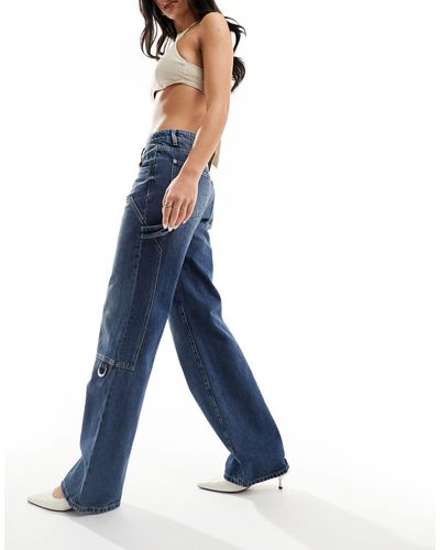 Miss Sixty Wide Leg Denim Carpenter Jeans - Blue