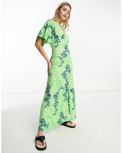 ASOS Long Sleeve Tea Dress With Seam Detail - Green