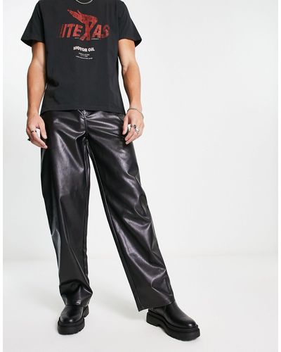 Collusion 90s baggy Faux Leather Trouser - Black