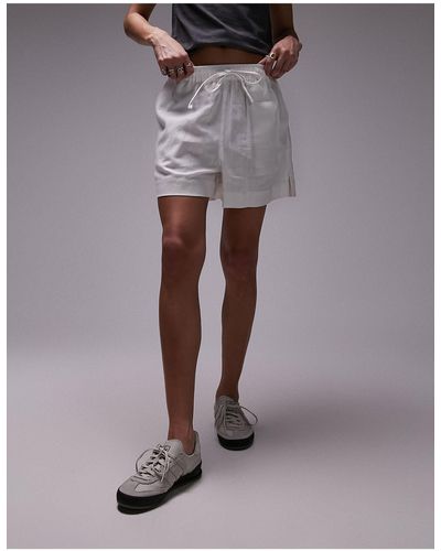 TOPSHOP – schlichte leinen-shorts - Braun