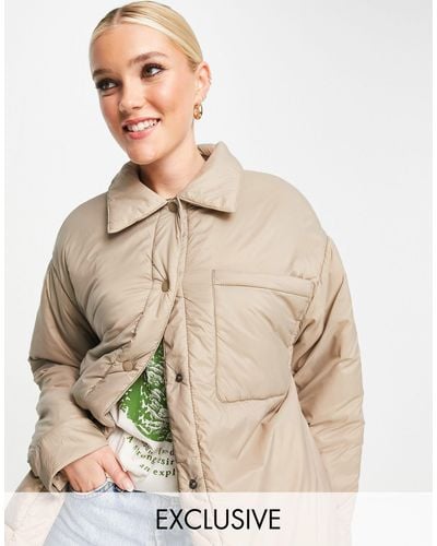 Pull&Bear Exclusive - veste en nylon légèrement rembourrée - champignon - Multicolore