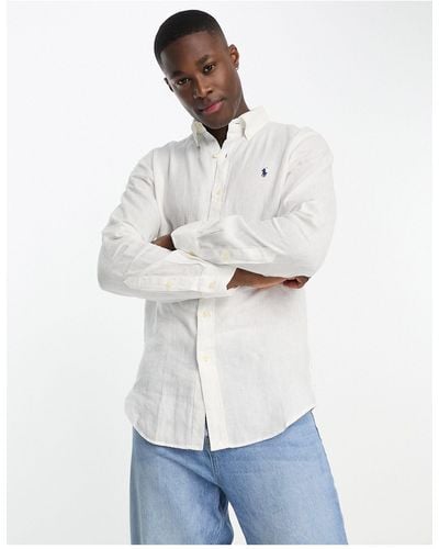 Polo Ralph Lauren Icon Logo Linen Shirt Custom Fit - White