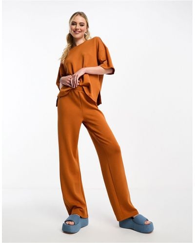 Vero Moda Super Soft Wide Leg Jersey Trousers Co-ord - Orange