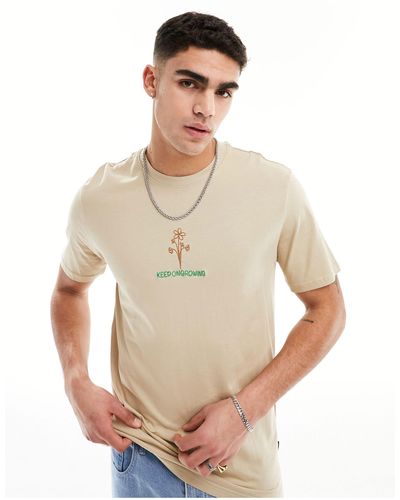 Only & Sons Relaxed T-shirt With Flower Embroidery - White