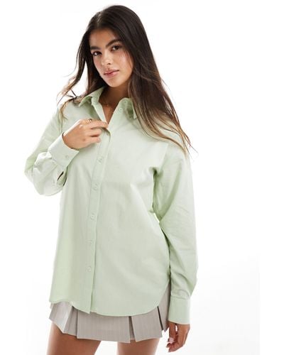 Miss Selfridge Poplin Oversized Shirt - Green
