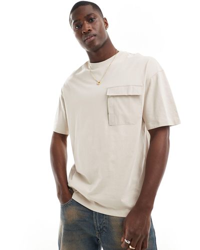 Jack & Jones T-shirt oversize en nylon avec poche - beige - Neutre
