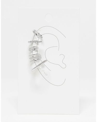 ASOS Confezione da 5 orecchini ear cuff color con dettagli misti - Bianco