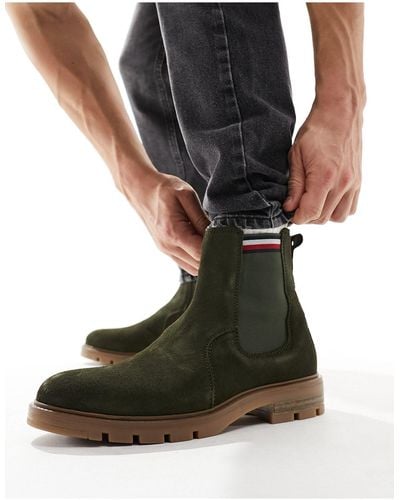 Tommy Hilfiger Suede Chelsea Boots - Green