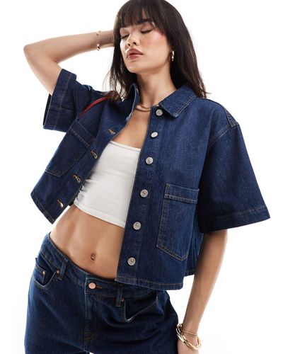 ASOS Denim Boxy Square Jacket - Blue