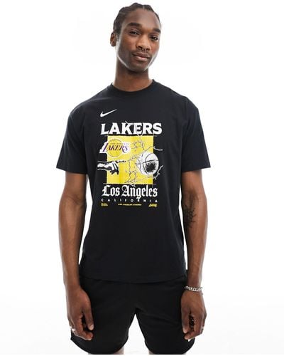 Nike Basketball Nba unisex la - t-shirt unisex nera con stampa lakers - Nero