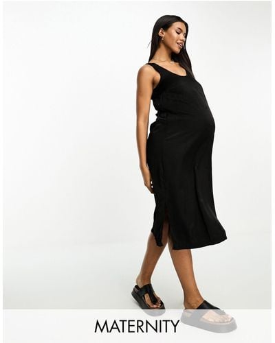 Mama.licious Mamalicious Maternity Satin Midi Dress - Black