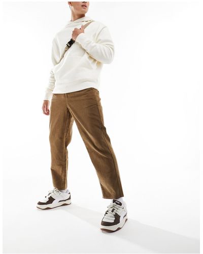 Farah Hawtin - pantalon court fuselé à velours côtelé - marron - Blanc