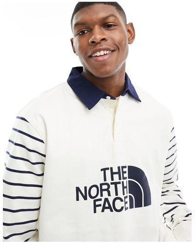 The North Face Easy - polo stile rugby bianca e blu - Bianco