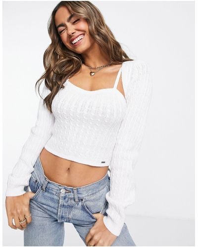 Hollister Knitted Shrug Cami Top Set - White