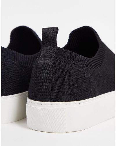 ASOS Knitted Slip On Trainers - Black