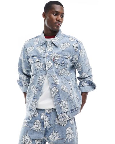 Levi's X gundam – collab – locker geschnittene trucker-jeansjacke - Blau
