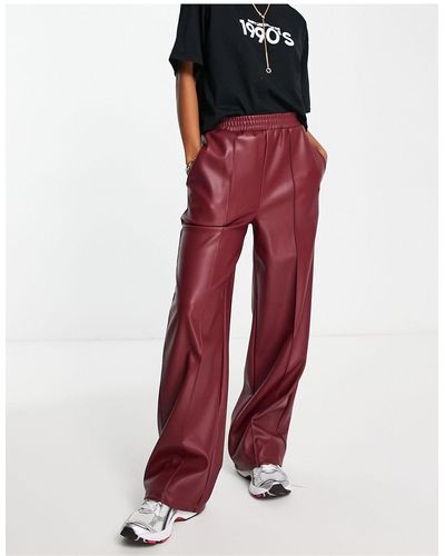 ASOS Stretch Faux Leather Straight jogger Trouser - Red
