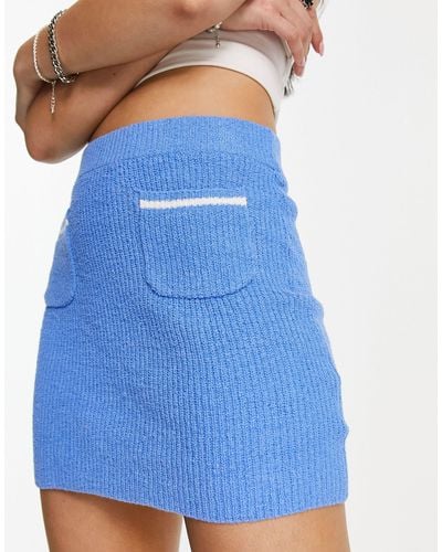 Weekday Emery Co-ord Knitted Mini Skirt - Blue