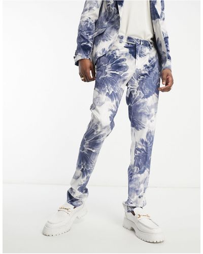 Twisted Tailor – judd – anzughose mit blumenprint - Blau