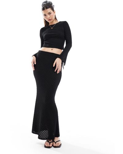 ASOS Pointelle Knitted Maxi Skirt Co Ord - Black