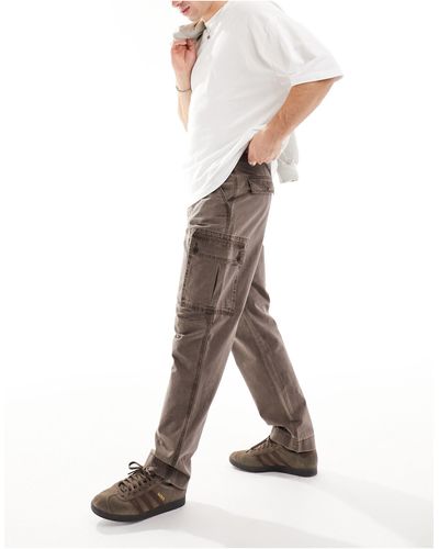 Abercrombie & Fitch Pantalon cargo ample en toile stretch - marron