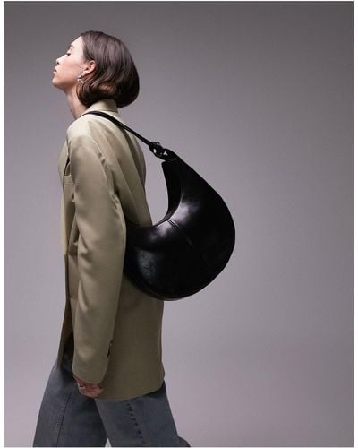 TOPSHOP Stella Scoop Shoulder Bag With Knot Detail - Gray