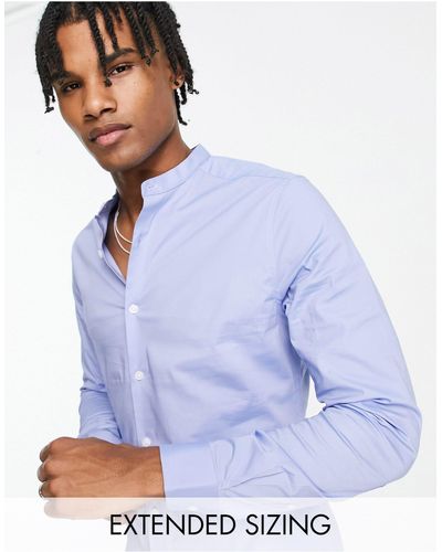 ASOS Skinny Fit Shirt With Band Collar - White