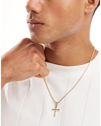 ASOS Necklace With Cross Pendant - Natural