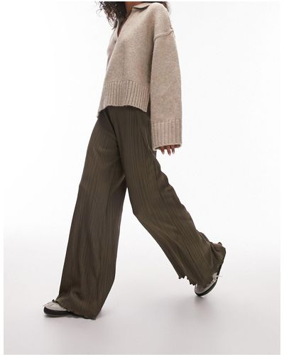 TOPSHOP Pantalon large plissé - kaki - Neutre